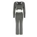 AC597 Fashionable And Sexy Hollow Knit Lace Trim Cardigan Slim Fit Long Sleeve Pants 3-Piece Set For Women_ecoleips.com