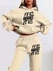 Women's Clothing Long Sleeve Hooded Sweatshirt Letter Print Simple Sweater Suit For Autumn_ecoleips.com