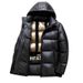 Unisex Metallic Black Short Puffer Jacket - 550fp Duck Down, Windproof & Thermal, Shiny Outer Shell For Winter (S-3xl)_ecoleips.com
