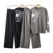 Women's 3D Knit Pullover Top & Wide Leg Pants Set - Elegant Office Casual Outfit With Embroidery Detail, Polyester Comfort Fit (Black, Graphite,_ecoleips.com