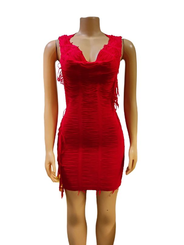 Women's Clothing Solid Color Casual Sleeveless Hooded Tassel Slim Dress Hip Skirt_ecoleips.com