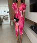 Women's Clothing Summer New Women's Clothing Temperament Sexy V Neck High Waist Slit Dress_ecoleips.com