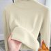 Women's Fleece-Lined Knit Sweater Semi-Turtleneck Winter Warm Thickened Thermal Underwear Soft Comfortable Long Sleeve Tops_ecoleips.com