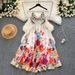 Women's Clothing French Retro Print Resort Dress Conscious Print Slim Fitting French Retro Floral Print Dress – Elegant & Flowy Midi Dress For Women_ecoleips.com