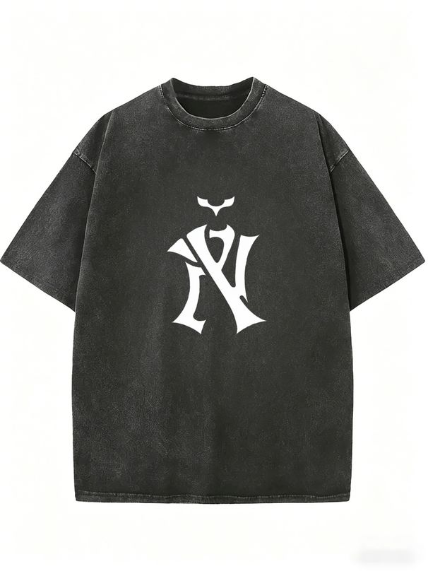 Women's Vintage Street Style Tee, Washed Finish Casual Everyday Shirt_ecoleips.com