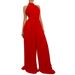 C8588 Foreign Trade European And American Summer Fashion Solid Color Sleeveless Sexy Wide-Leg Pleated Jumpsuit_ecoleips.com