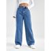 High Waisted plus Size Women's Jeans Light Color Loose Wide Leg Straight Leg Pants Casual Trousers for plus Size Women_ecoleips.com