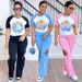 Women's Clothing Fashion Printed Multi Color Short Sleeved Trousers Set_ecoleips.com