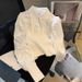 Women's Clothing High Grade White Pointed Collar Stitching Knitted Shirt Women's Long Sleeve Spring Fashionable Temperament Beautiful Small Shirt_ecoleips.com