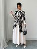 Hot Sale Fashion Slim Fit Maxi Dress With Printed Waist And Long Sleeves_ecoleips.com