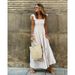 Women's Clothing Summer Temperament Collage Plaid Suspenders Elastic Large Swing Dress_ecoleips.com