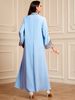 Muslim Dress Women "Elegant Embroidered Jalabiya Dress – V-Neck Muslim Robe With Middle Eastern Flair (Yellow, Light Blue, Royal Blue | S-XXL)"_ecoleips.com