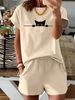 Women’s 2 Piece Outfit Set – Oversized Graphic T-Shirt And Biker Shorts Matching Set, Casual Summer Lounge Tracksuit For Daily Wear-299_ecoleips.com