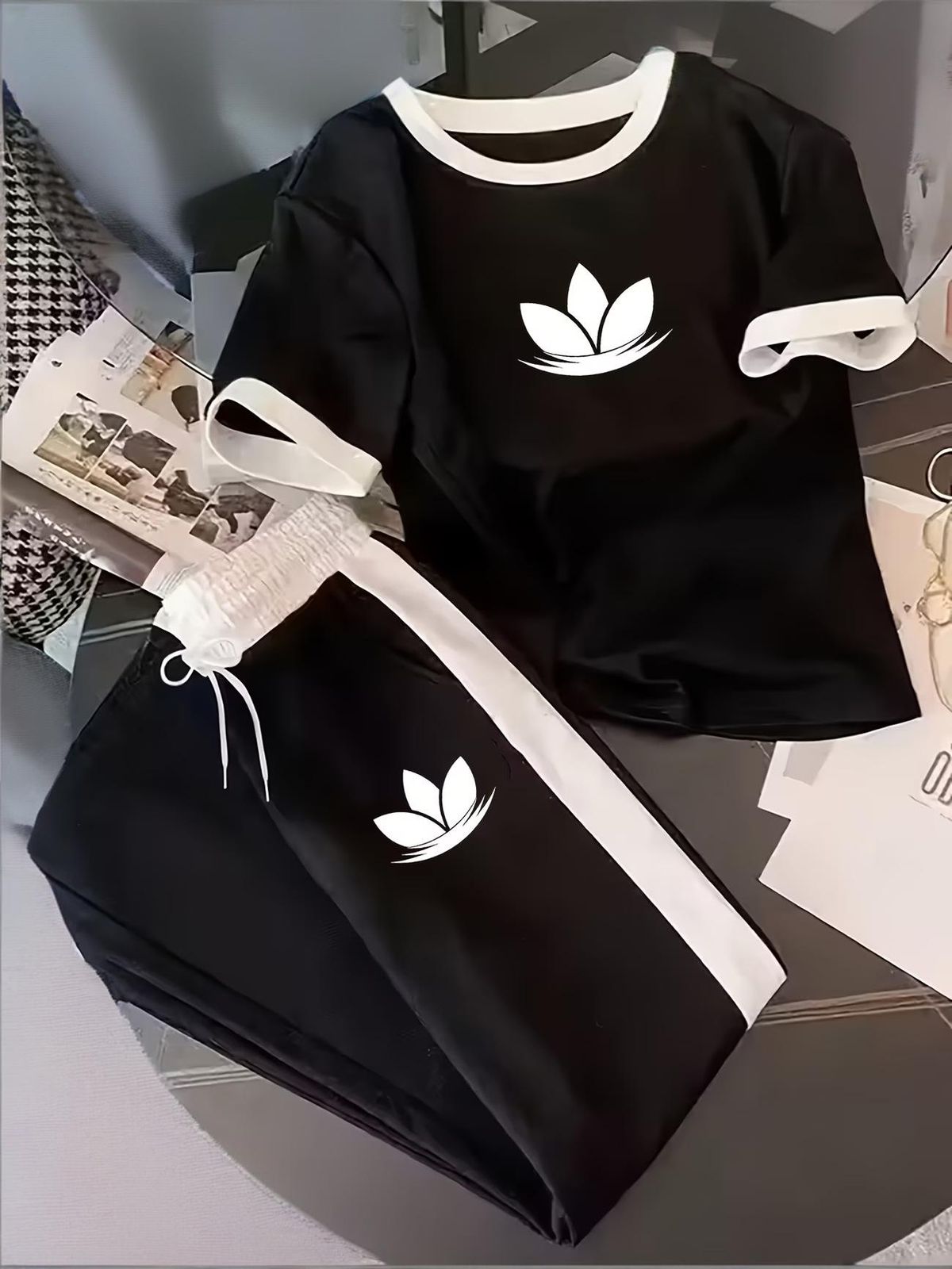 Women's Clothing Women's Summer Casual Two Piece Set Style Simple Fresh Print T-Shirt And Trouser For Formal & Casual For Women_ecoleips.com