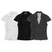 Street Style Crinkle Texture Poplin Shirt For Women - Short Sleeve Button Down Top With Flounce Detail, Black, White Black Dot, Black White Dot_ecoleips.com