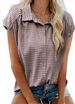 Women's Clothing Summer New Button Down Short Sleeved Shirt Lapel Casual Plaid Top_ecoleips.com