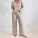 Women's Clothing Autumn And Winter New Two Piece Fashion Casual Straight Pants Temperament Loose V Neck Pit Strip Knitted Suit_ecoleips.com