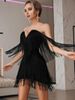 Women Sexy Strapless Tassel Off Shoulder Bandage Dress Fancy Club Celebrity Evening Party Mini Bodycon Birthday Vestido WIG8_ecoleips.com