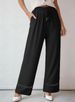 K Fashionable Casual Solid Color Loose-fitting High-waisted Straight-leg Cut-out Wide-leg Pants With Draping Effect_ecoleips.com