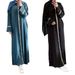 Cross-border Middle Eastern Muslim Dubai Long Dress, Malaysian Women's Robe, Patchwork Solid Color Sequin Dress_ecoleips.com