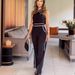 Women's Summer New Fashion Cross-neck Waist Contrast Color Wide-leg Halter Suit_ecoleips.com
