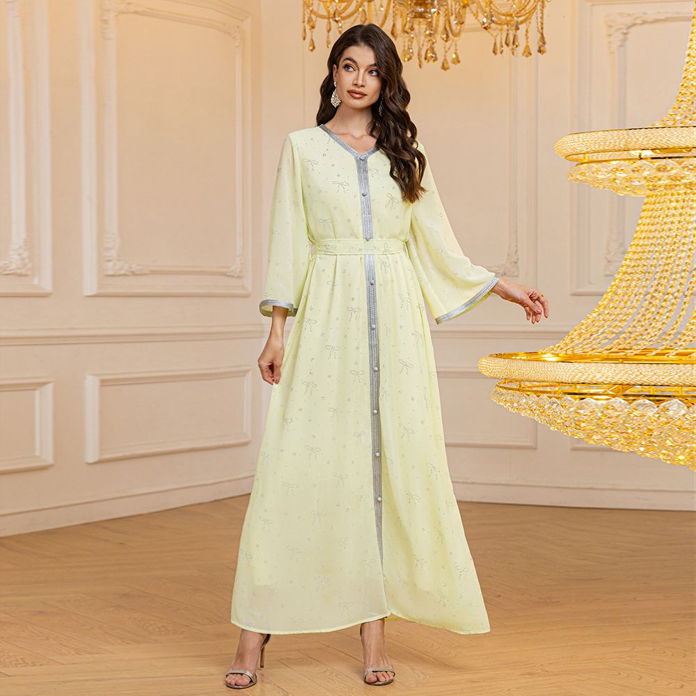 Women's Clothing Diamond Abaya Muslim Robe Dress Robe_ecoleips.com