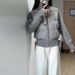 Korean-Style Knit-Panel Puffer Jacket For Women – Winter Short Cropped Coat With Stand Collar, Lightweight & Fashion-Forward_ecoleips.com