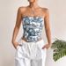 Aria Basics Aria Basics 2024 Summer Casual Versatile Cross-Border Women's Clothing: Printed, Elegant Cut, Sleeveless, Strapless Top, European_ecoleips.com
