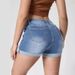 Women's Clothing Trendy Hole Curling High Elastic High Waist Denim Shorts Women's Hot Pants_ecoleips.com