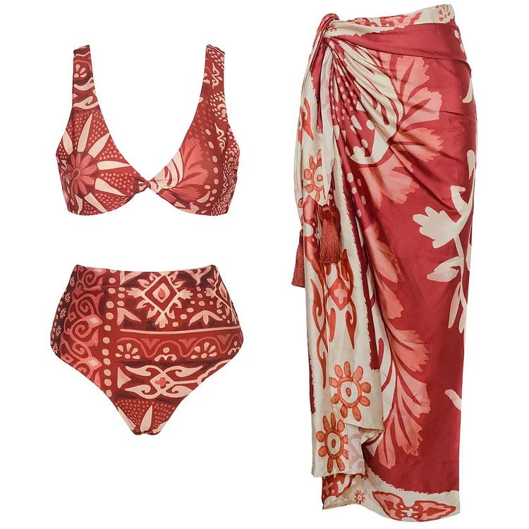 Women's Sexy Swimsuit Fashionable Two Piece Bikini Set Printed Polyester Nylon Swimwear For Vacation_ecoleips.com