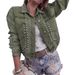 Trendy Studded Denim Jacket – Long Sleeve Cropped Style With Notch Collar (Khaki/Dusty Pink/Army Green, XS-L)_ecoleips.com