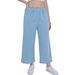 Women's High-Waisted Wide Leg Capri Pants Cotton Linen Blend 7/8 Length Elastic Casual Loose Fit Summer Bottoms_ecoleips.com