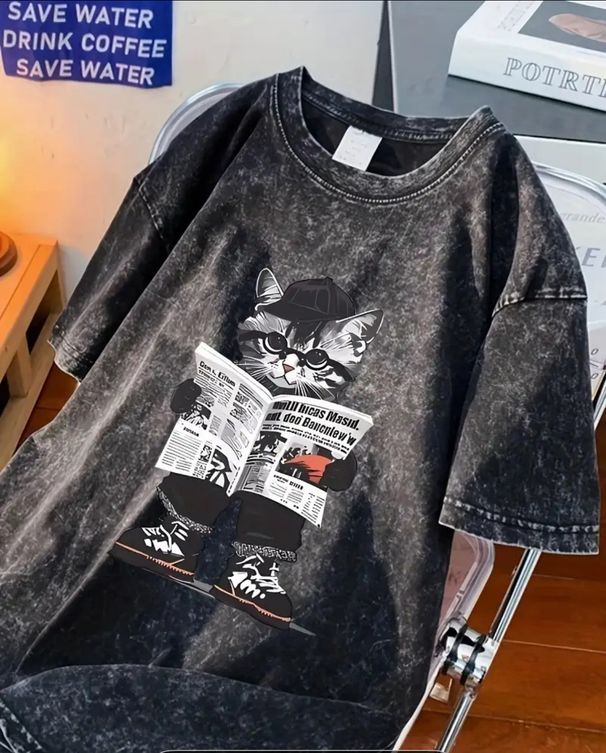 Summer Style Short Women's T-Shirt Washed Vintage Heavy Cotton Plus Size Ins Trend European And American High Street_ecoleips.com