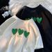 Women's Short Sleeved T-Shirt Heart Shaped Design Summer Thin Unique Sweet Couple Top Beautiful Style New_ecoleips.com