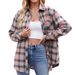 Aria Basics Aria Basics 2024 New Autumn Winter Cross-Border European And American Women's Fashion Casual Loose Plaid Shirt For Girls_ecoleips.com