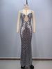 Women's Clothing New U Neck Fish Scale Beaded High Waist Slim Fit Birthday Party Host Dress_ecoleips.com