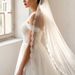 Manzhen Fresh Single Layer Bridal Veil Floor Length Wedding Accessory with Hair Comb Lace Trim Leaf Detail V129_ecoleips.com