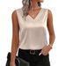 Women's Clothing Satin Camisole Top - Elegant V-Neck Sleeveless Blouse For Casual Wear_ecoleips.com