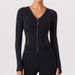 Caijue Women's Deep V Neck Yoga Jacket Long Sleeve Slim Fit Sports Top Double Zipper Short Running Fitness Fitness Jacket_ecoleips.com