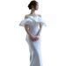 Off-Shoulder Satin Light Wedding Bride Travel Shoot French Simple Elegant Mermaid Tail Reception Outing Gown Super Fairy_ecoleips.com