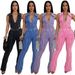 Women's Clothing Fashion Sexy Slim Washed Distressed Lines Stitching Set_ecoleips.com
