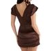 Summer Square Neck Backless Dress Women Pleated Waist Elegant Sexy European American Style INS Wholesale Clothing_ecoleips.com