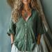 Women's Clothing Women's Linen Shirt Summer Women's New Style Five Point Sleeve Single Breasted Linen Shirt_ecoleips.com