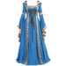Aria Basics Aria Basics 2022 Foreign Trade European And American Medieval Retro Hooded Square Neck Tie Bell Sleeve Flared Dress_ecoleips.com