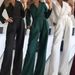 Women's long skirt jumpsuit slanted placket mid-waist temperament commuting jumpsuit_ecoleips.com