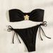 Women's Solid Color Bikini Set Sexy Two-Piece Swimwear for Beach And Pool Triangle Top Ties Versatile Color Palette_ecoleips.com