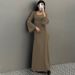 Long Flare Sleeved Maxi Floor-Length Dress Summer Solid Fashion Casual Office Lady Dresses For Women Slim Sexy Lace-up Vestidos_ecoleips.com
