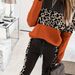 Women's Clothing Color Block Long Sleeve Top And Patchwork Trousers Set Fashion Outfit For Ladies_ecoleips.com