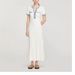 Women's Clothing Summer SD New High End Short Sleeved Waist Mid Length Skirt Half Open Collar Dress_ecoleips.com