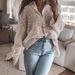 Women's Clothing New Cotton Embroidery Lace Casual Stitching Shirt Tops_ecoleips.com